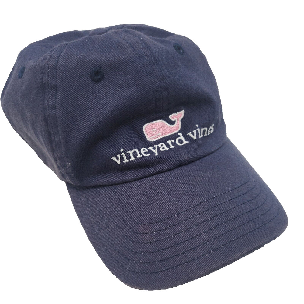 Vineyard Vines Navy Hat Pink Whale Logo Adjustable Hook Loop OSFA Vintage‎ Cap